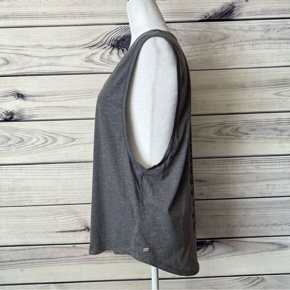 Fabletics Heather Grey “Never Settle” Janis Muscle Tank  Top - Picture 5 of 9